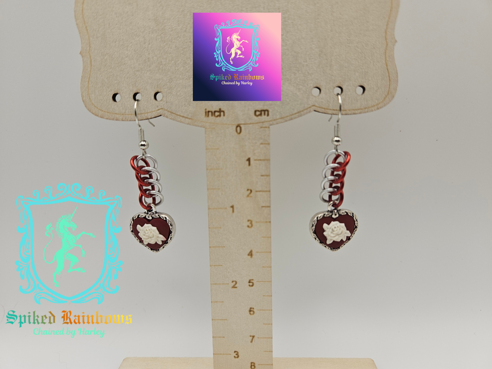 Heart Rose Earrings