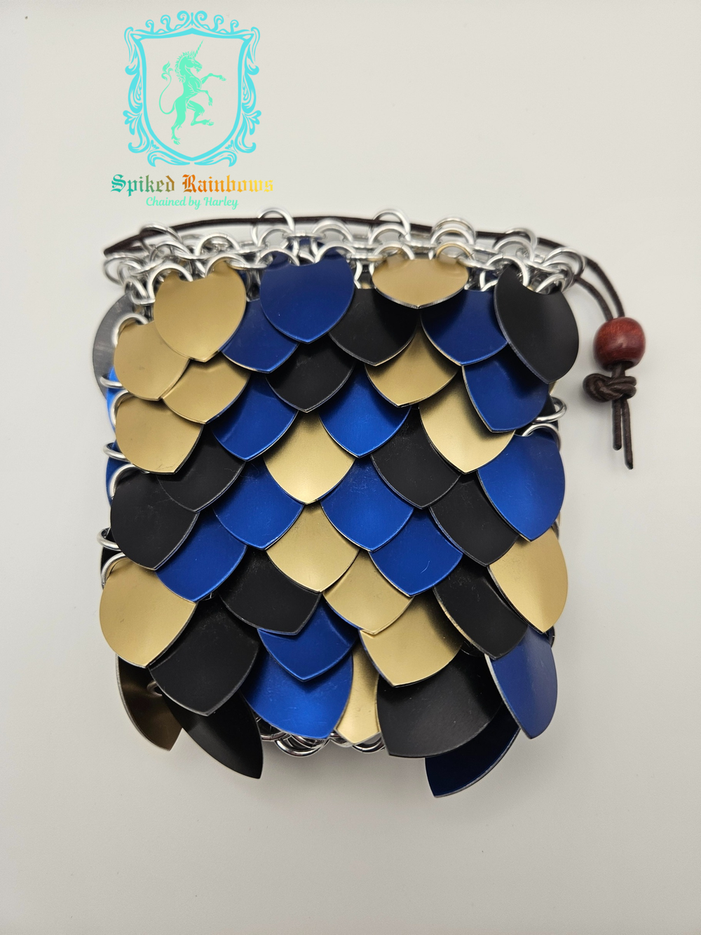 Scale-mail Medium Bag - Black, Blue, Gold